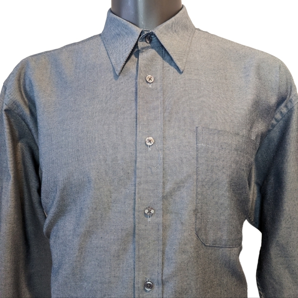 Balmain Paris blue button front shirt large